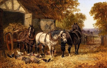 Horse Painting - The Hay Cart John Frederick Herring Jr horse
